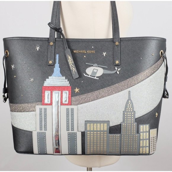 Michael Kors tote shoulder bag Limited Edition NYC skyline $448 drawstring - Picture 3 of 14